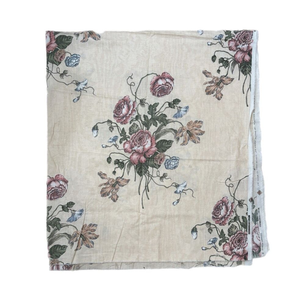 Rare Vintage Louis Nicole Floral Fabric Sewing Crafts 1983 52W x 58L